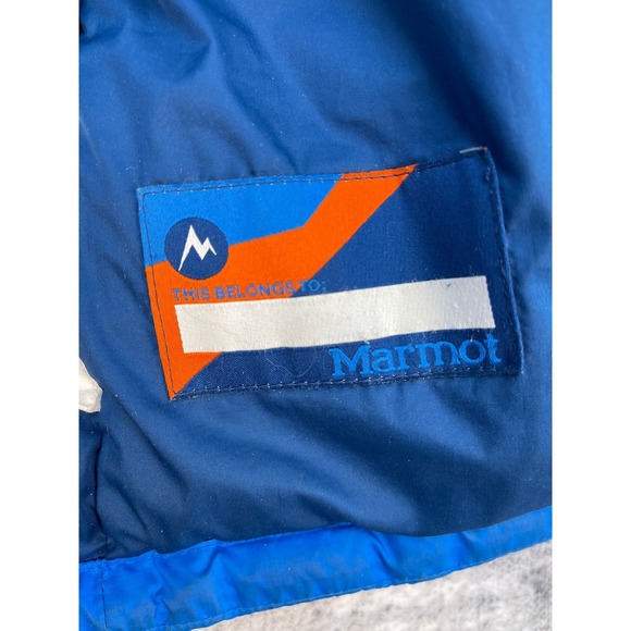 Marmot Boys Blue Quilted Jacket Grid Stitch Down Puffer Cold Weather Coat - Picture 7 of 7